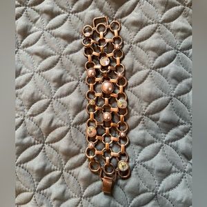 🛍️ 3/$25 Lia Sophia Copper Rose Gold Pearl and Rhinestone Bracelet